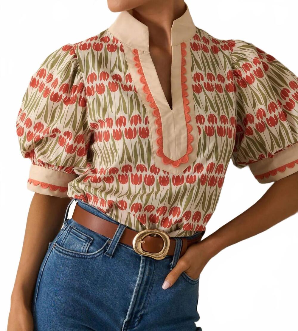NEW ENTRO fall tulip top in ecru